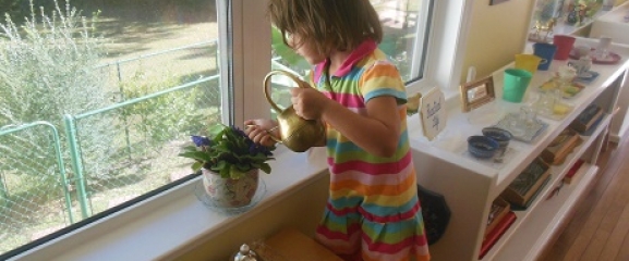 Child taking care of plants during the Open House Event