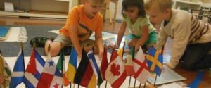 Children learning about new countries at the Open House